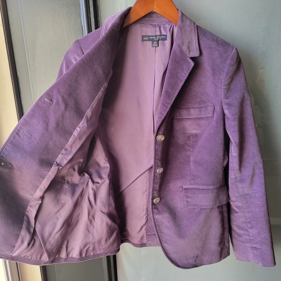 RARE 346 Brooks Brothers Blazer 8P Purple Milano Fit Corduroy Silver Button Pads - Picture 3 of 11